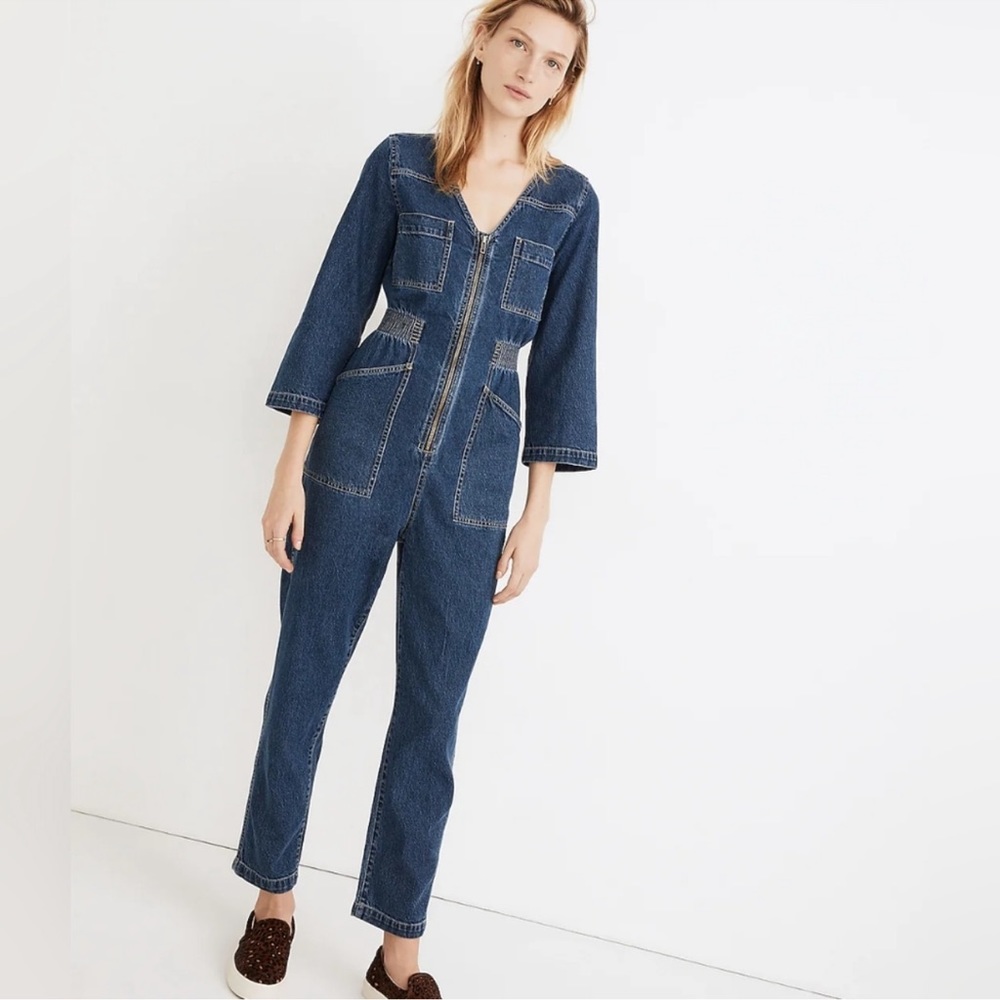 Madewell Denim Patch Pocket Coverall Jumpsuit in Amfield Wash